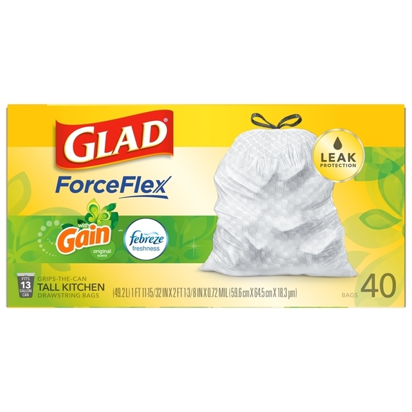 Glad Trash Bags, 0.78 mm, 40 PK 78685